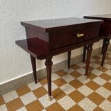 Scandinavian style varnished wood bedside tables from the 60s (X2)