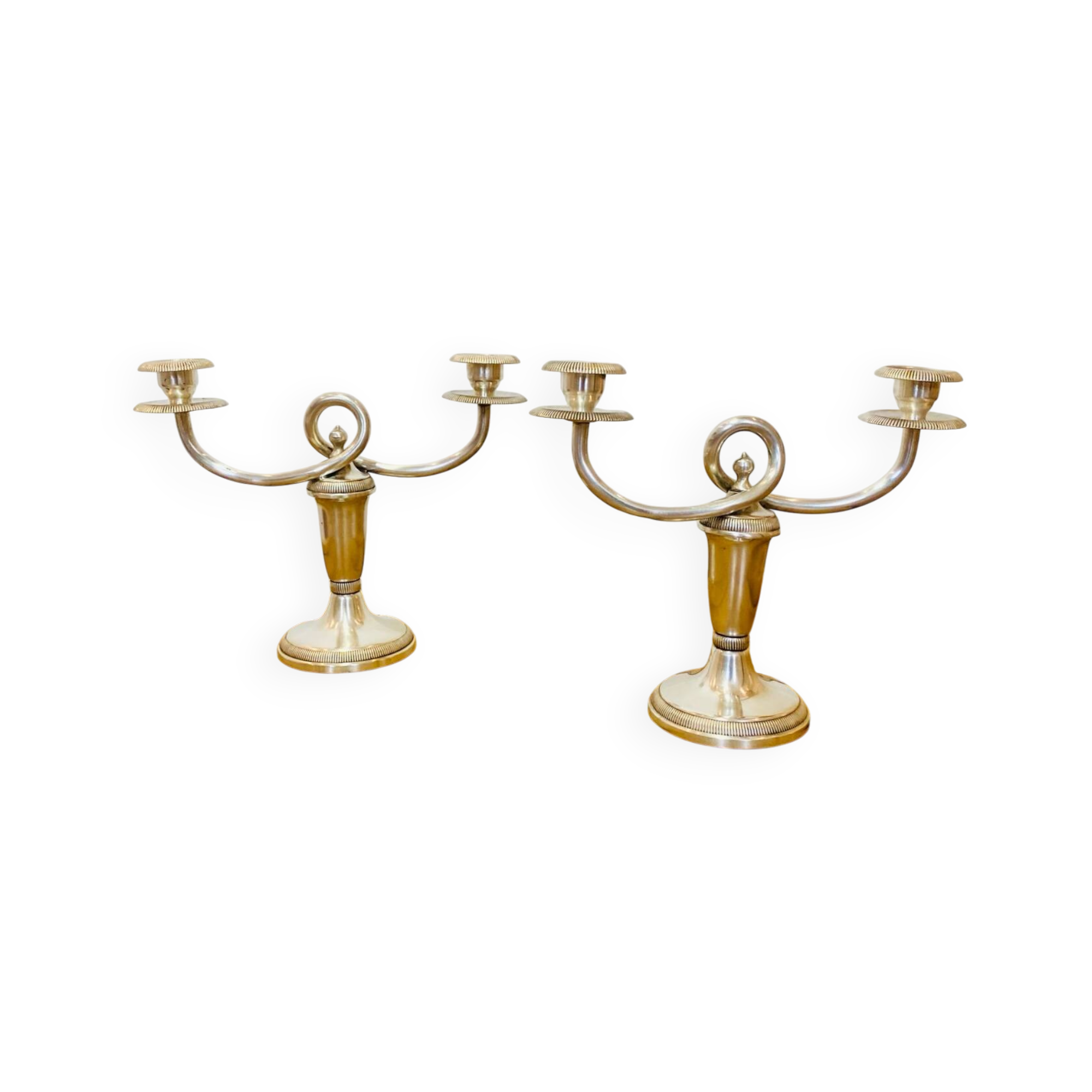 Magnificent pair of Chritofle candlesticks, Royaumont model - 1950s