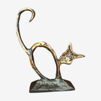 Paper press Bronze sculpture cat signed lohé