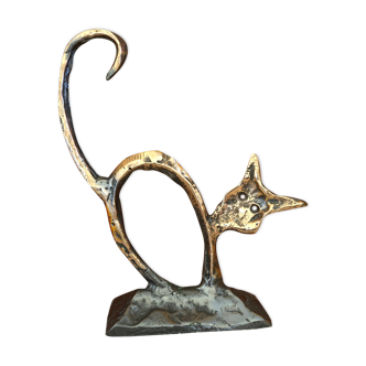 Paper press Bronze sculpture cat signed lohé