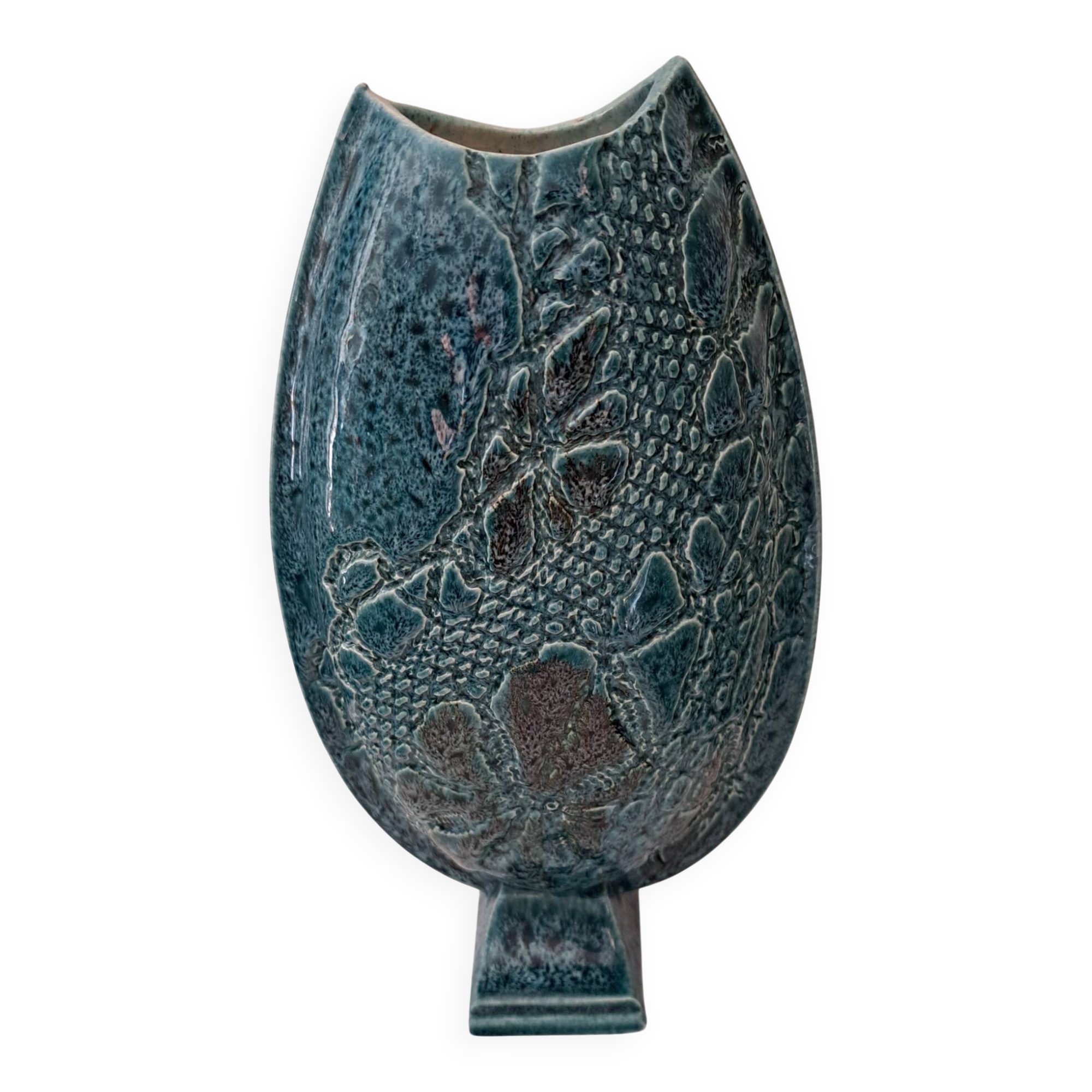 Turquoise vase signed Delmotte