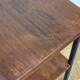 Veneer wood side table and vintage metal structure with two trays