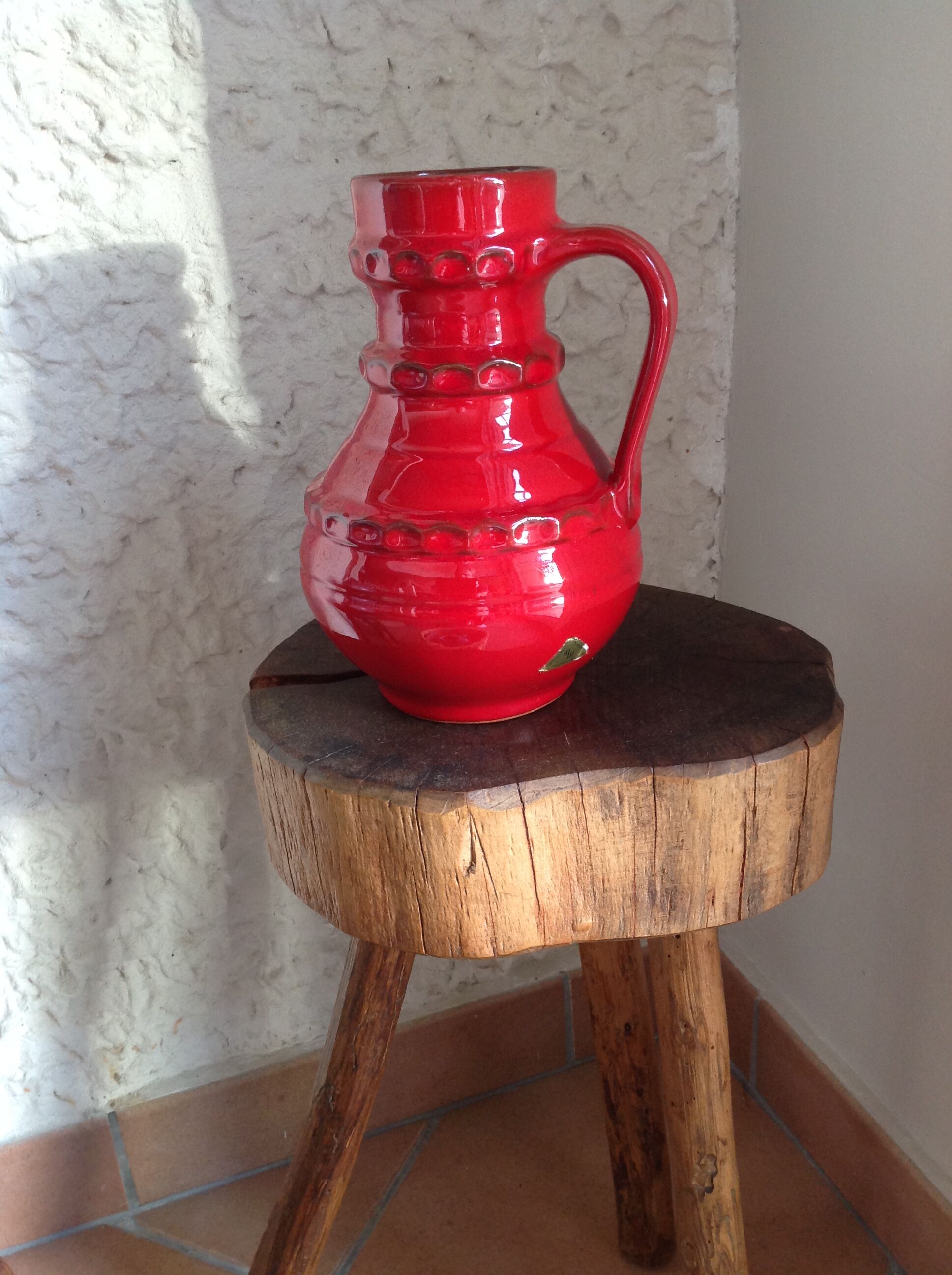 Fat Lava red ceramic vase by Pfortner Keramik / vintage 60s-70s