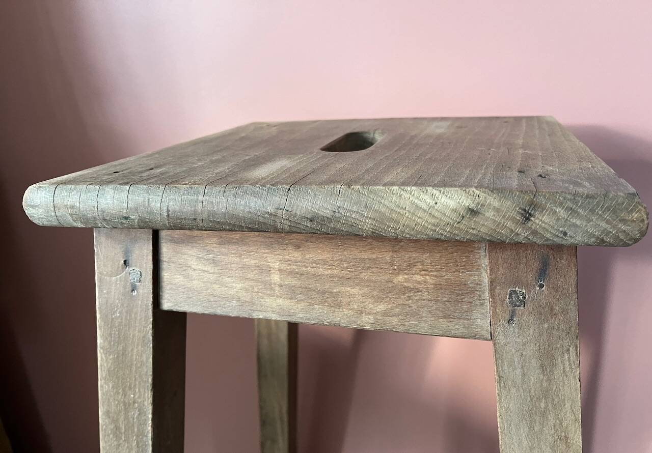 High wooden stool