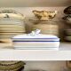 White, blue and gold porcelain comb box