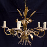 Vintage gold metal chandelier 70