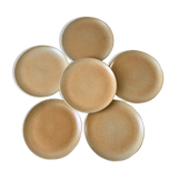 Set of 6 70s stoneware dessert plates