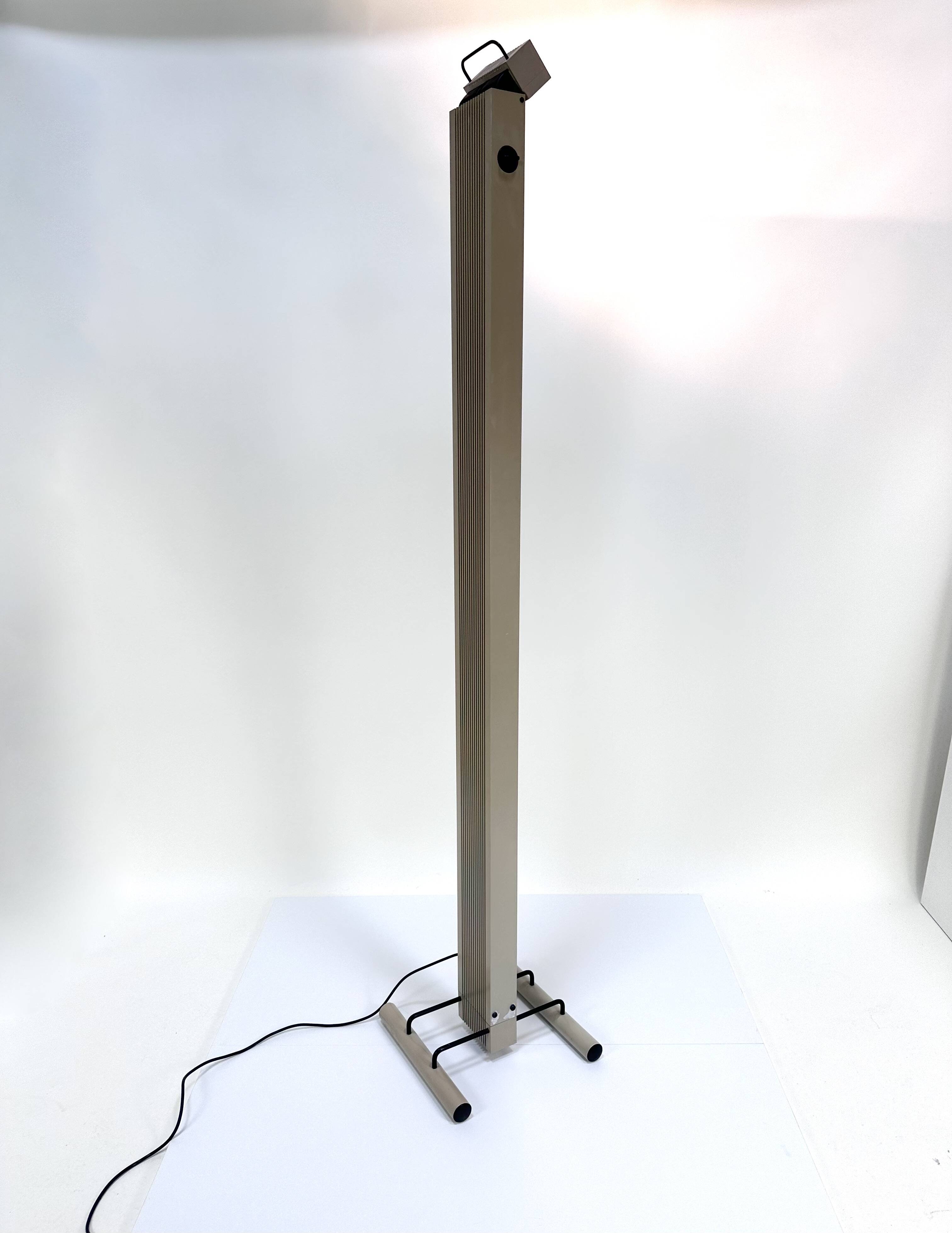 "Zagar" Halogen Floor Lamp, First Model in Metal by Silvio Carpani for Stilnovo, Italy 1978