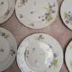 Set of 12 dessert plates in Limoges porcelain GDA France – floral design