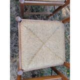6 wooden kitchen chairs, straw-covered