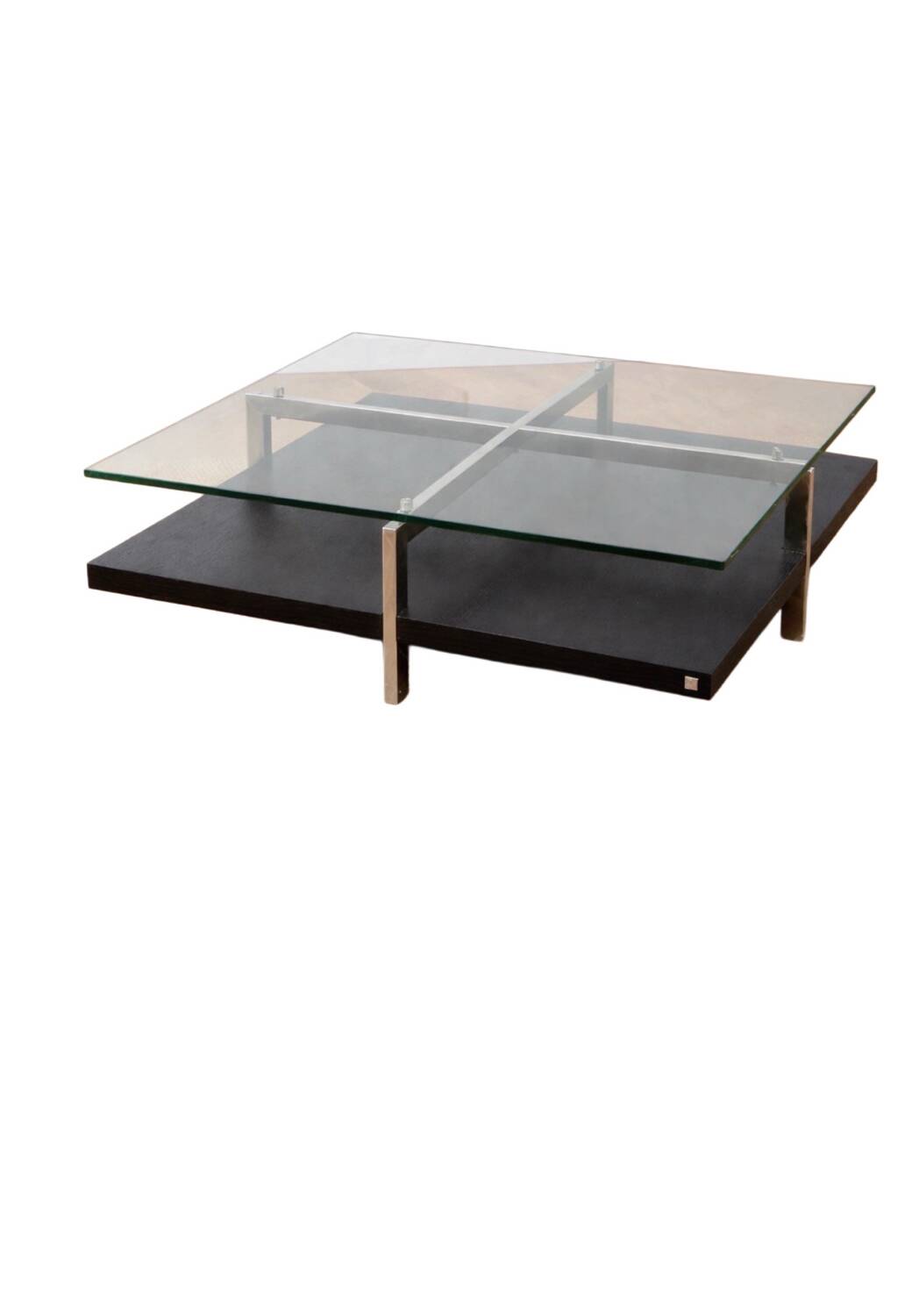 Glass and chrome metal coffee table