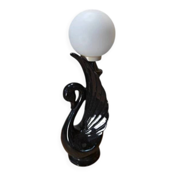 Swan lamp with vintage globe