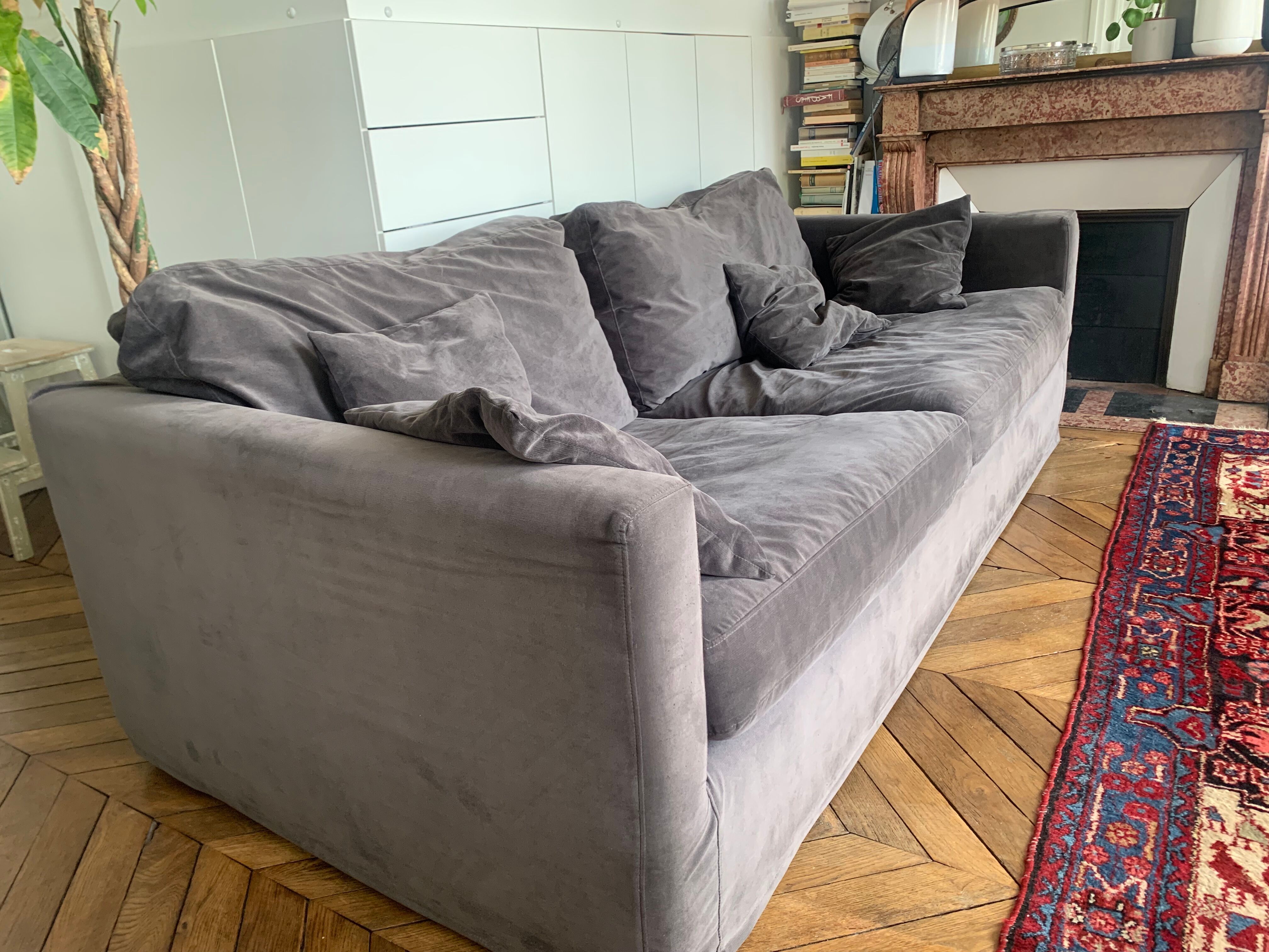 Anthracite grey velvet sofa