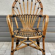 Fauteuil vintage en rotin type paon – années 70