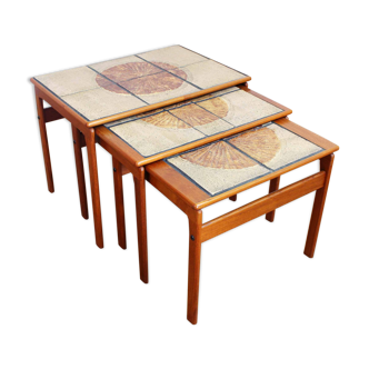 Set of 3 Scandinavian nesting tables Trioh Denmark