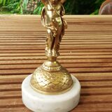 cherubic bronze lamp foot on marble base
