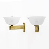 Carlo Scarpa Brass and "Reticello" Murano Glass Sconces for Venini, Pair