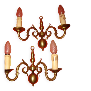 Paire d'appliques en - bras bronze