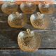 6 bols anciens verre moulé rose ambrée forme pomme vintage #d515
