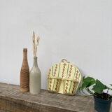 Wall-mounted planter or cutlery drainer in yellow vintage ceramic