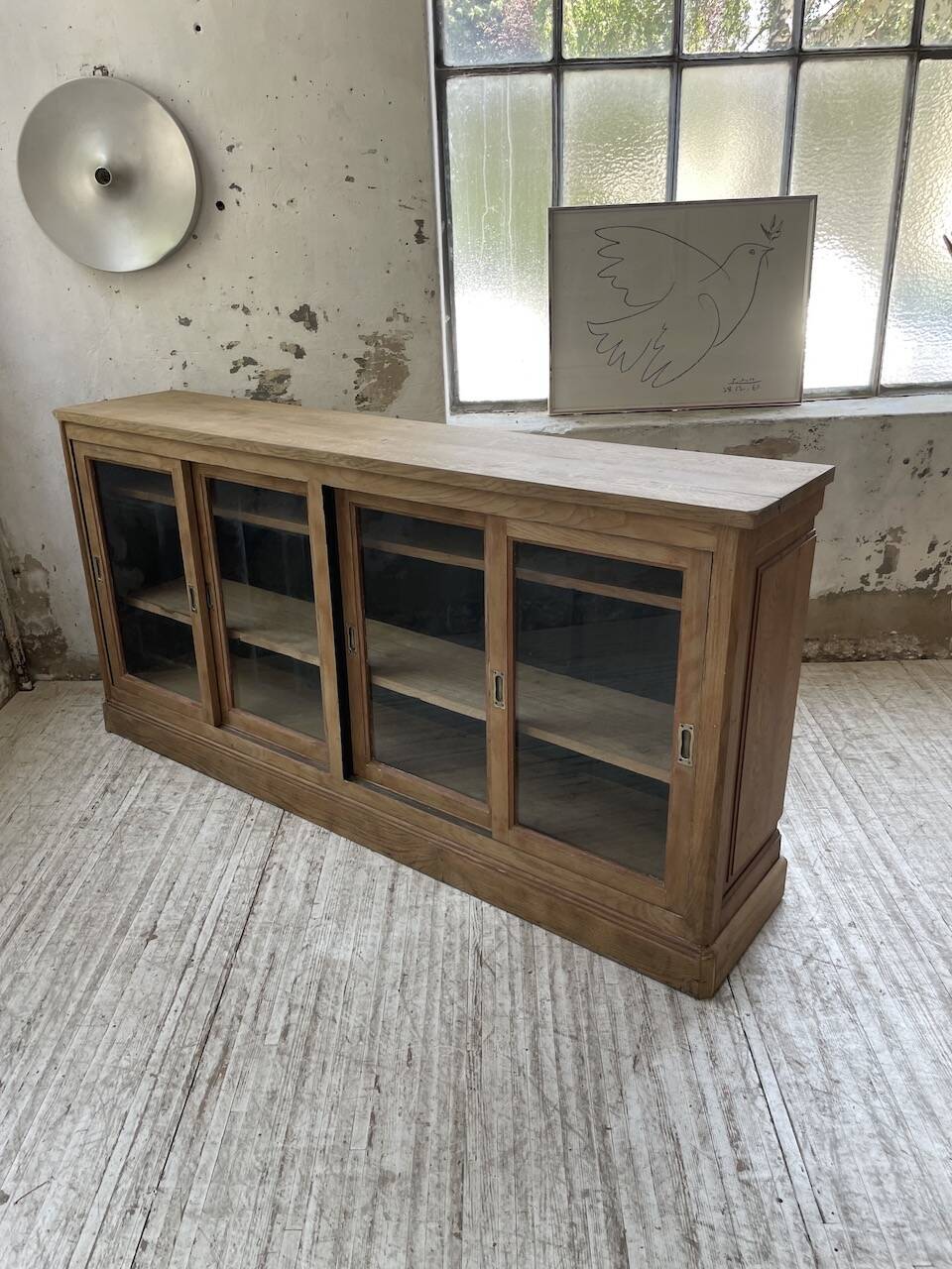 Oak sideboard with glass doors
