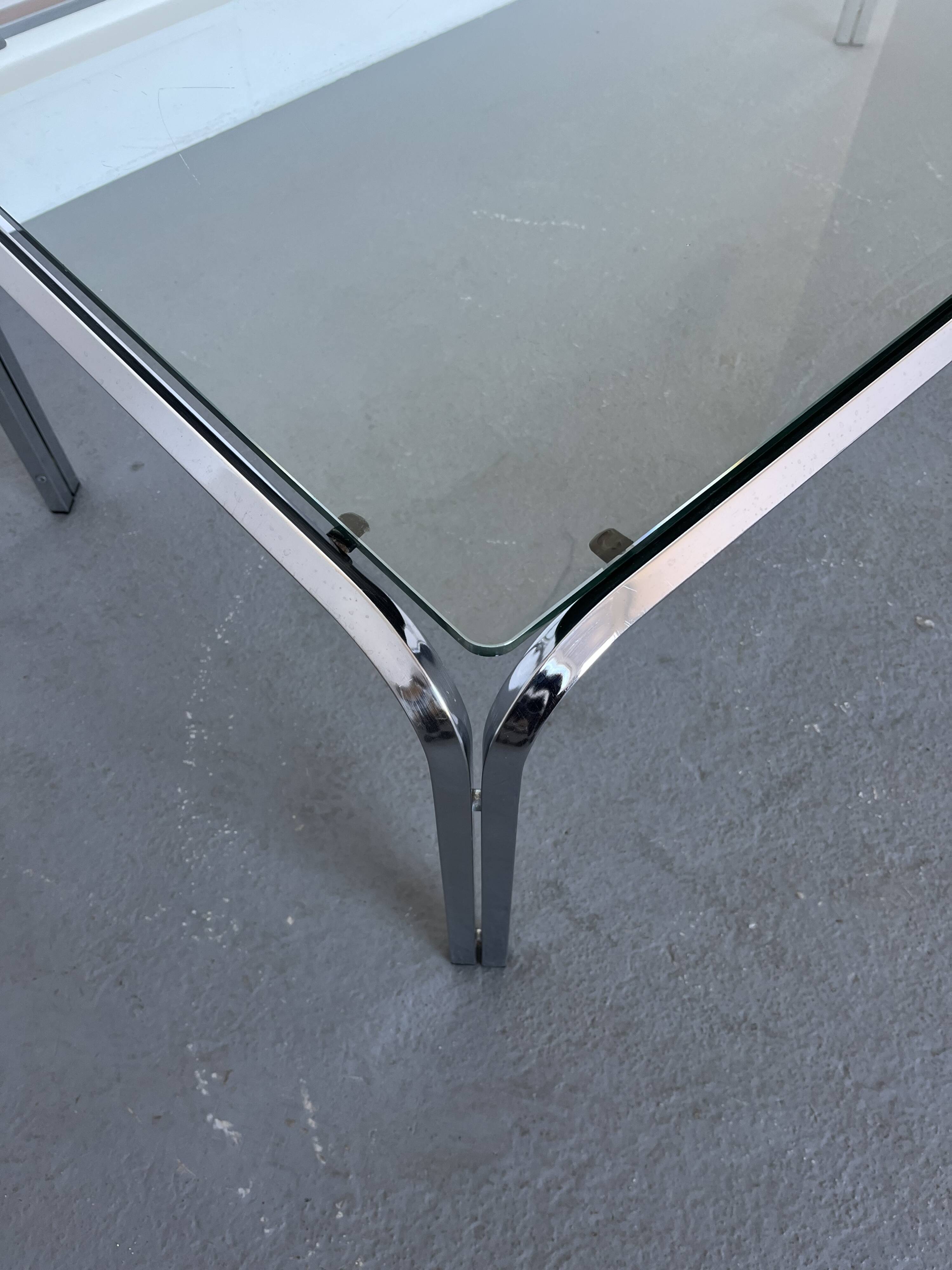 Vintage coffee table with  glass & chrome frame, 1970s