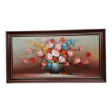 Huile sur toile bouquet de fleurs signé Charles Édouard