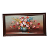 Huile sur toile bouquet de fleurs signé Charles Édouard