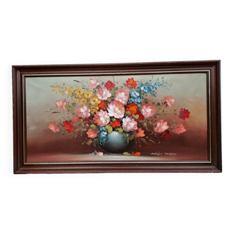Oil on canvas bouquet of flowers signed Charles Édouard