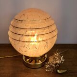 Vintage globe table lamp in pink Clichy glass