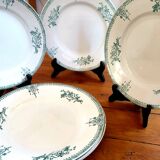 6 flat plates saint Amand tone green series 4003