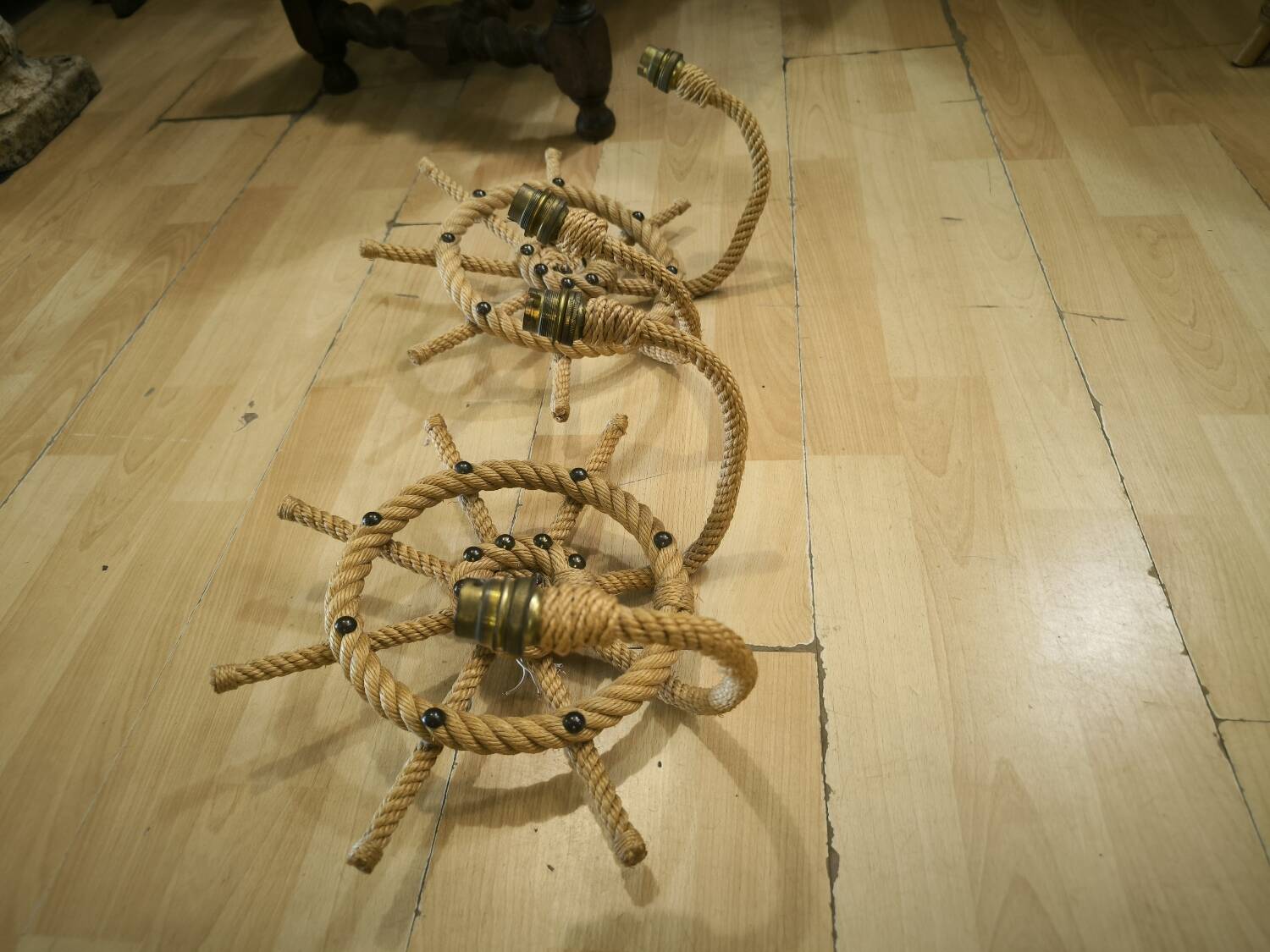 Pair of rope wall sconces