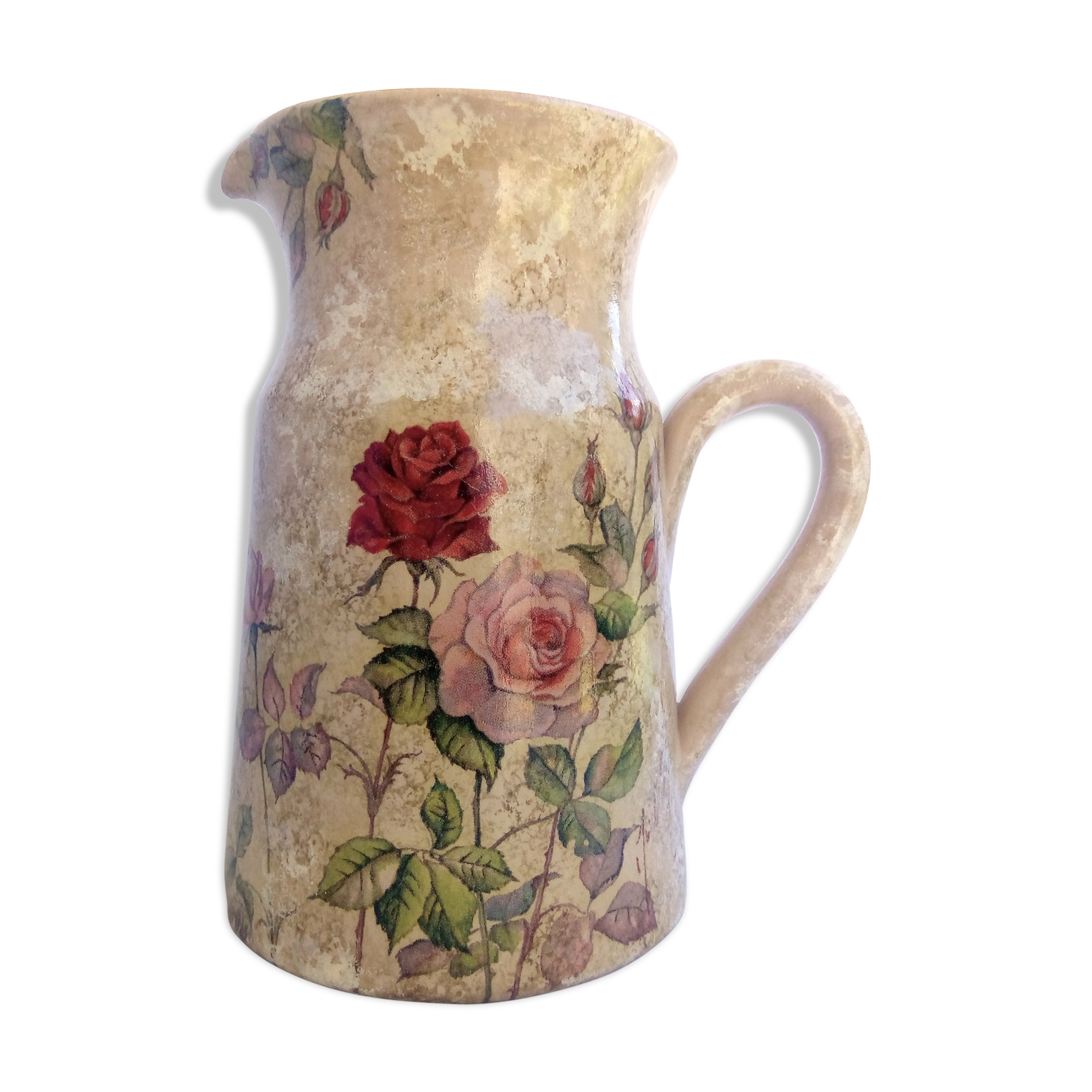 Romantic pitcher with roses made in Corrèze