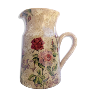 Romantic pitcher with roses made in Corrèze