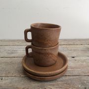 Set of 2 sandstone coffee cups