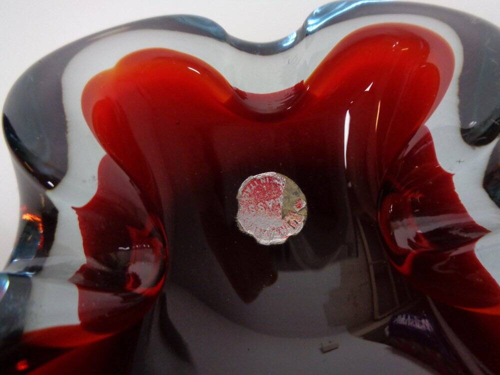 Sommerso Murano Glass Ashtray, Italy, 1960s