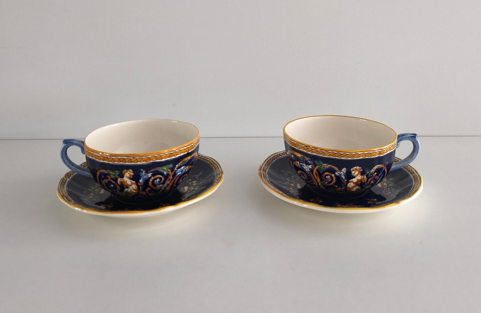 Tea / coffee tête-à-tête service Gien earthenware - Renaissance