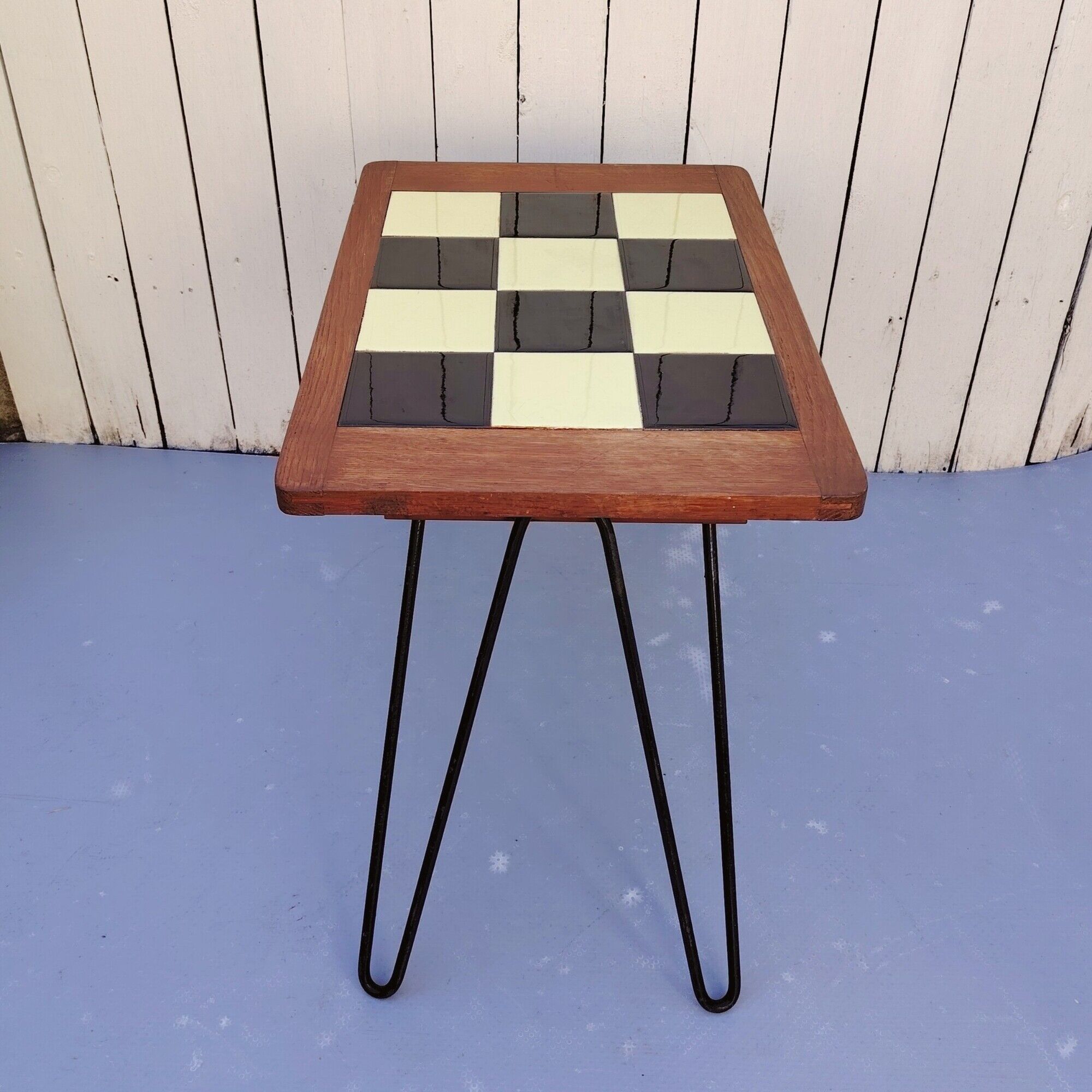 Folding side table, 50s design, trumpet legs, vintage