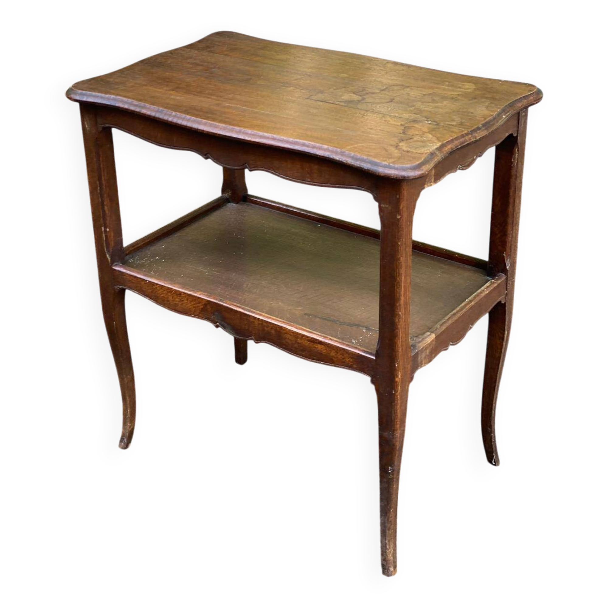 Louis XV solid wood serving trolley with curved legs from the 19th century
