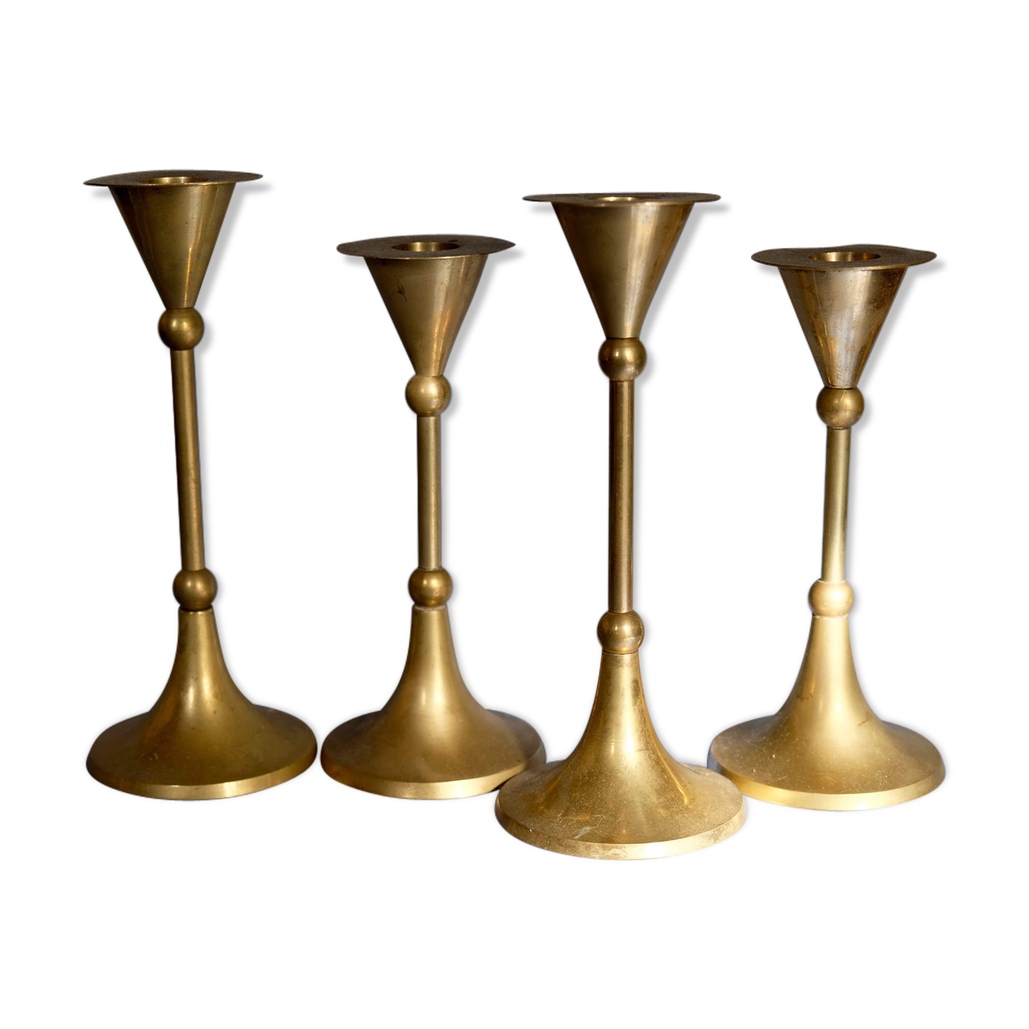 Set of 4 massive brass candlestick vintage