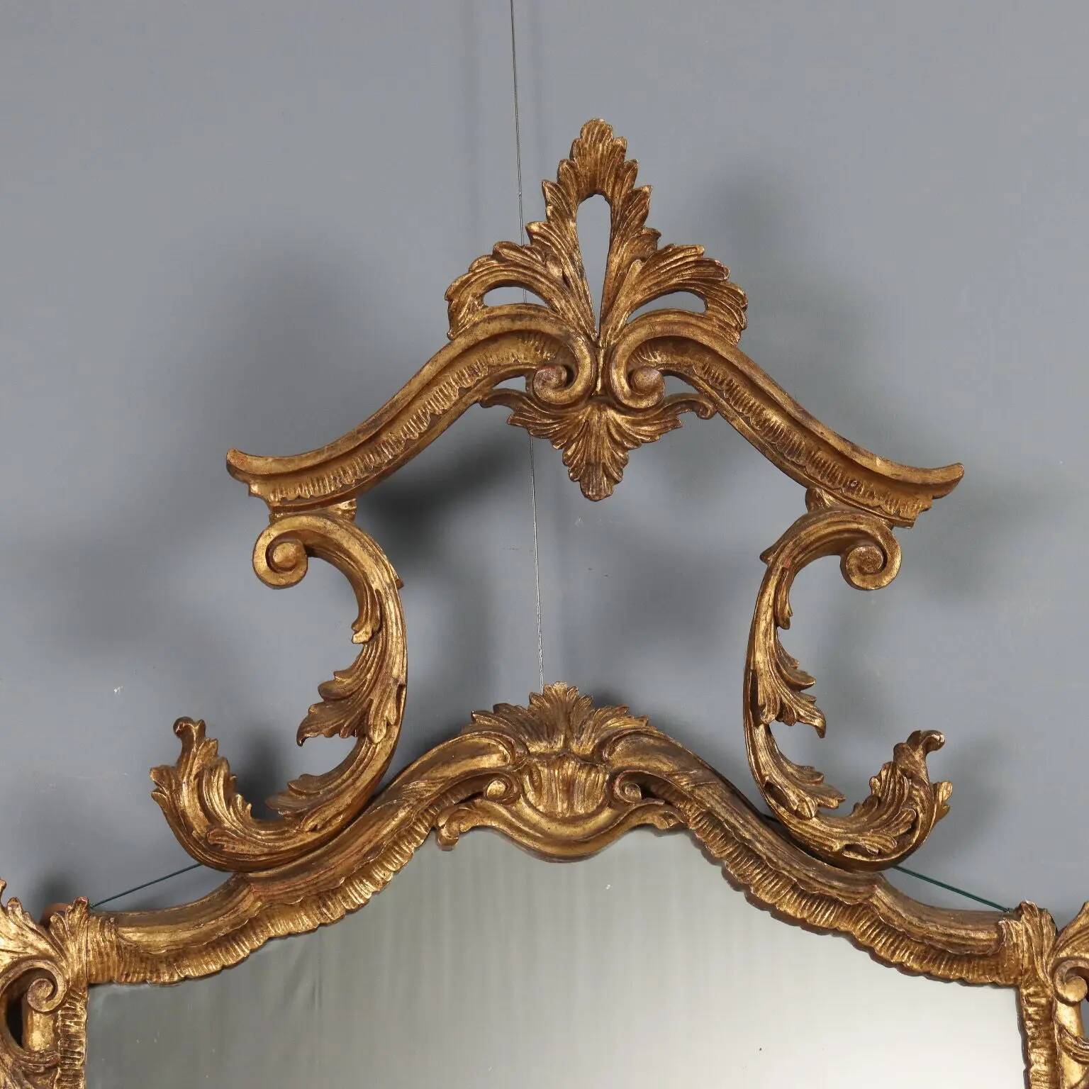 Antique carved and gilded wooden mirror, Italy, 19th century