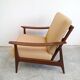 Mid Century Modern armchair in beech with zig-zag fabric, Denmark 1960s