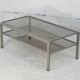 Double coffee table trays smoked glass steel. France, circa 1970