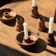 Circular teak monoxyle candle holder D12 H3