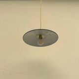 Pendant light indust enameled sheet metal vintage old farmhouse green and white