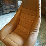Vintage 70's leather tub armchair