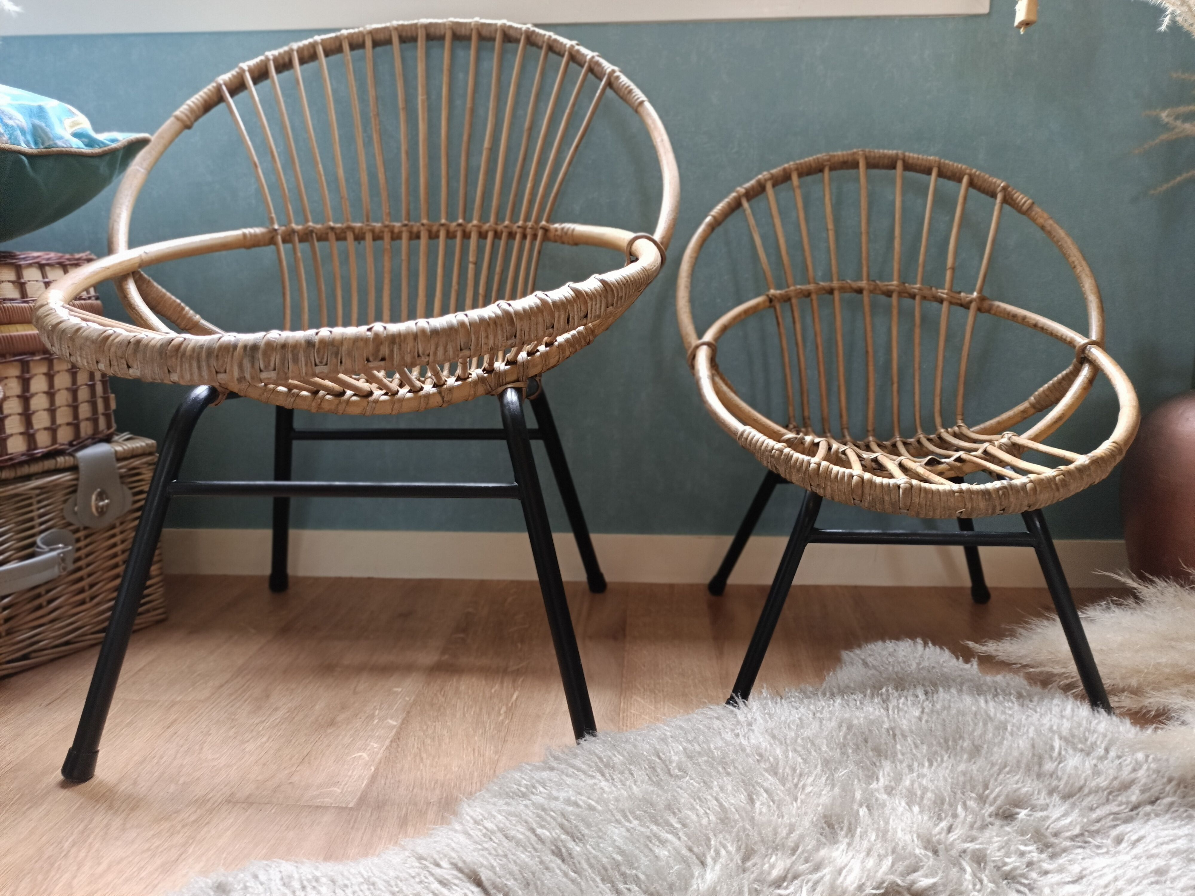 Fauteuil en osier vintage