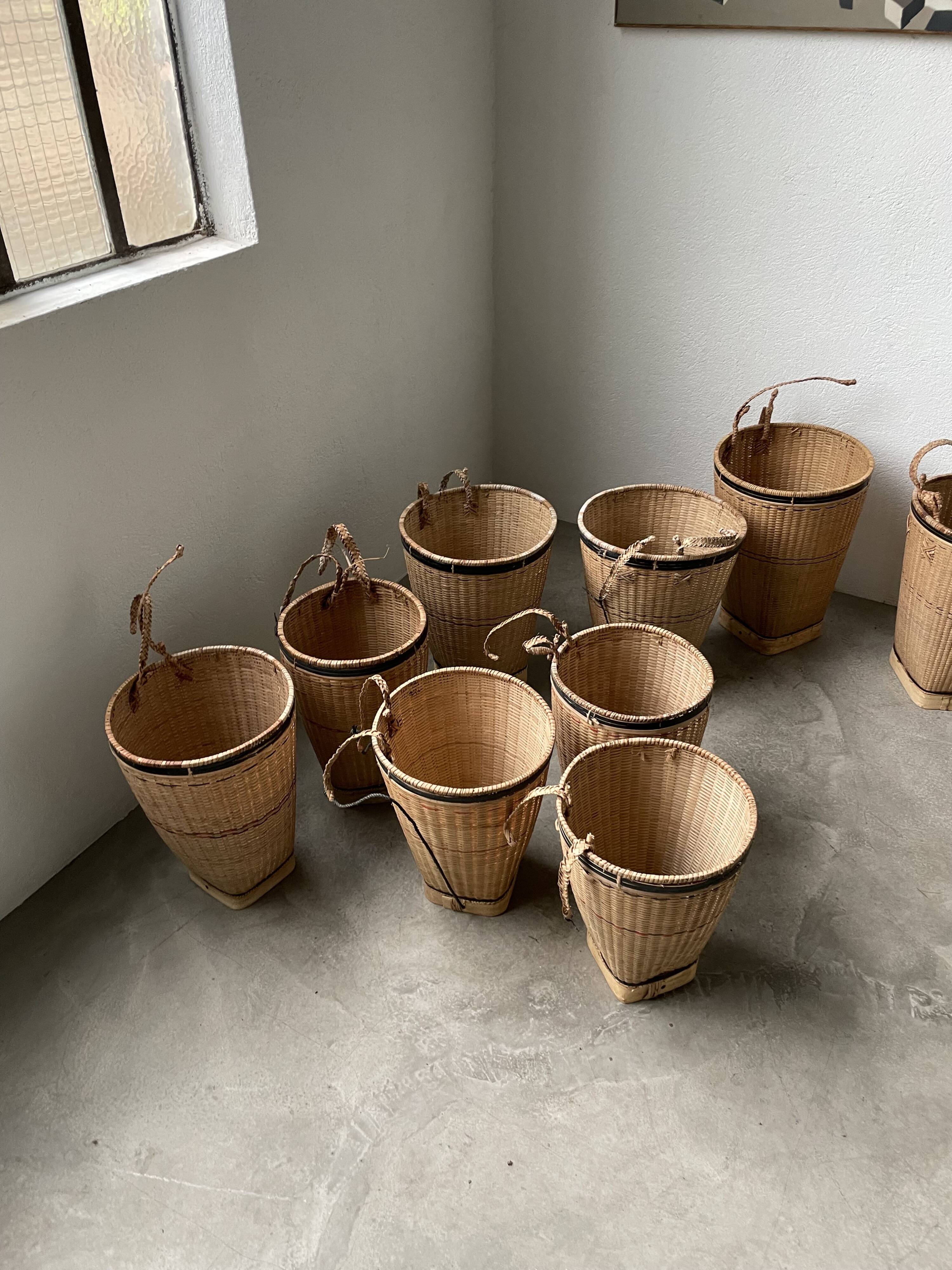 Lot of old grocery baskets