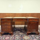 English Chesterfield desk with green leather