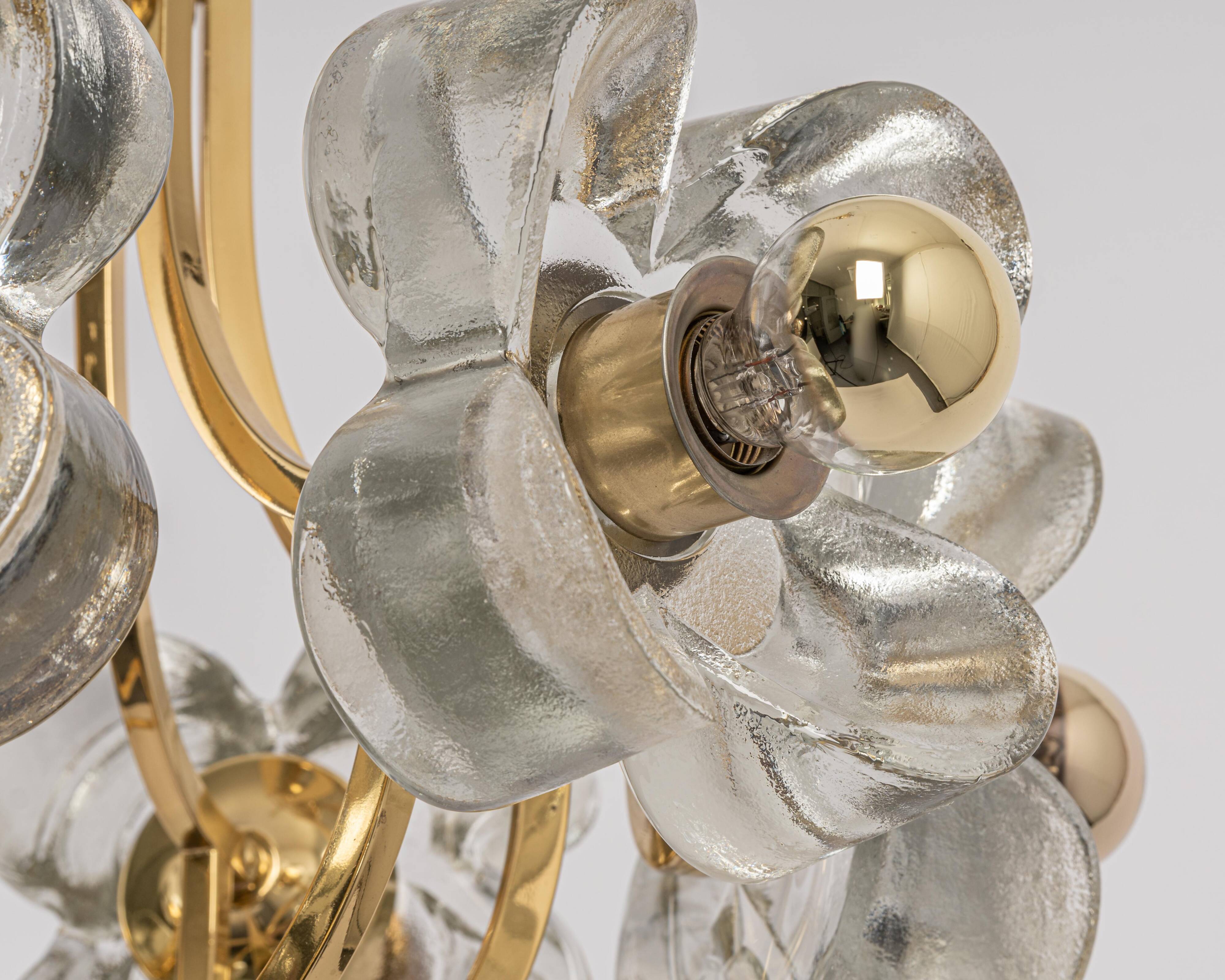 Large brass and crystal pendant light by Sische, Germany, 1970s.